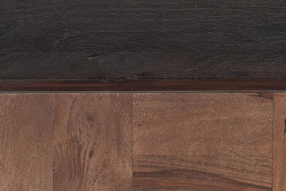 40" Dark Brown and Black Solid Wood Square Block Coffee Table HomeRoots