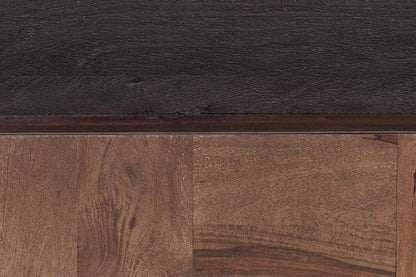 40" Dark Brown and Black Solid Wood Square Block Coffee Table HomeRoots