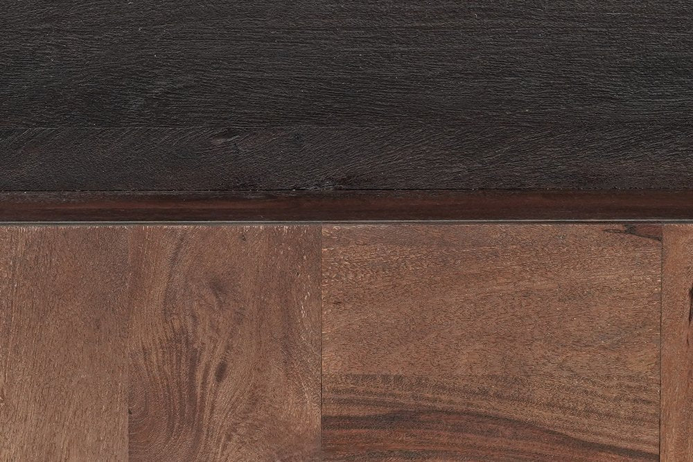 40" Dark Brown and Black Solid Wood Square Block Coffee Table HomeRoots