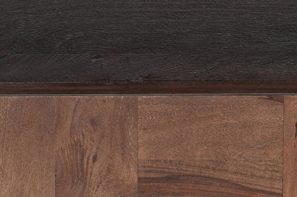 40" Dark Brown and Black Solid Wood Square Block Coffee Table HomeRoots