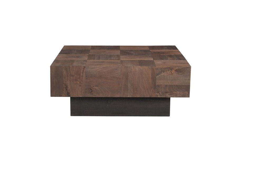 40" Dark Brown and Black Solid Wood Square Block Coffee Table HomeRoots