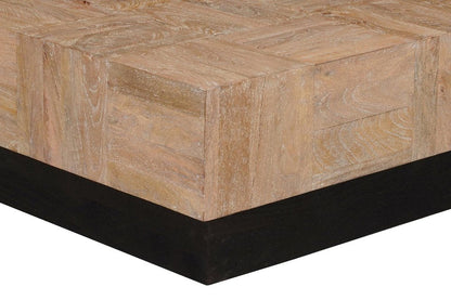 40" Brown and Black Solid Wood Square Block Coffee Table HomeRoots