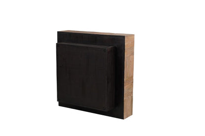 40" Brown and Black Solid Wood Square Block Coffee Table HomeRoots