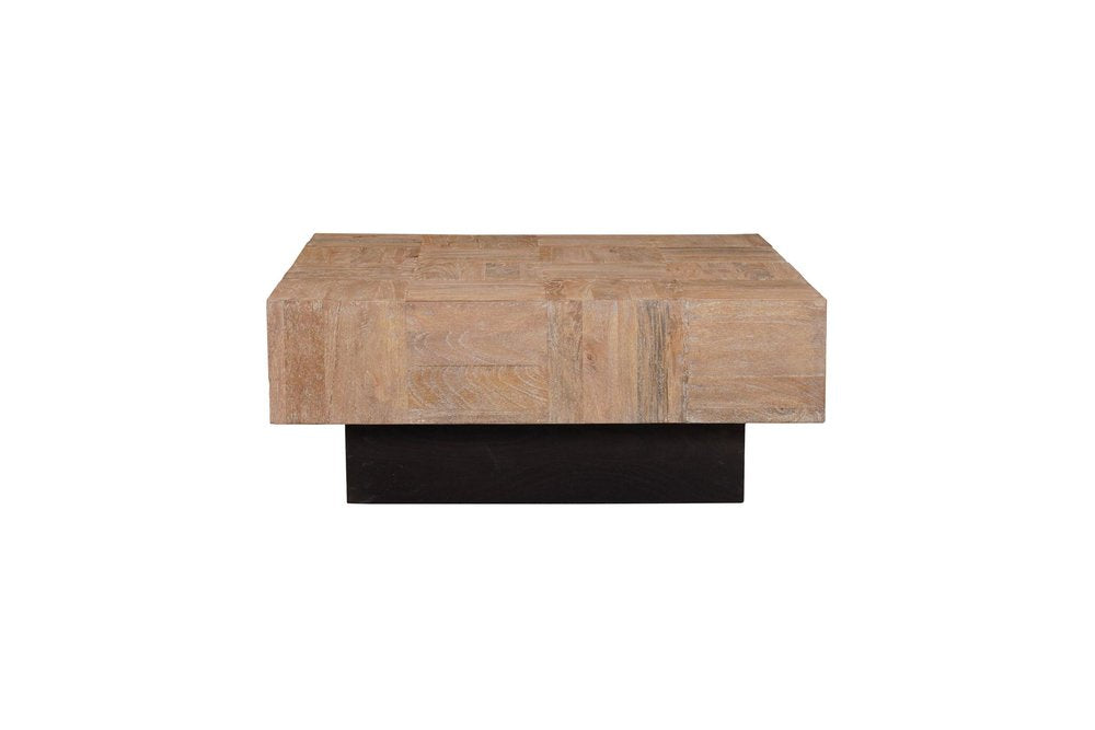 40" Brown and Black Solid Wood Square Block Coffee Table HomeRoots