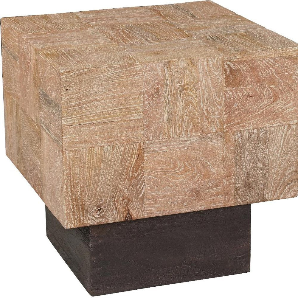 22" Black And Brown Solid Wood Square End Table HomeRoots