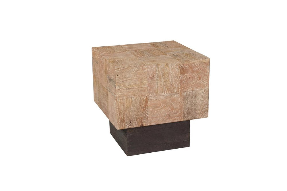 22" Black And Brown Solid Wood Square End Table HomeRoots