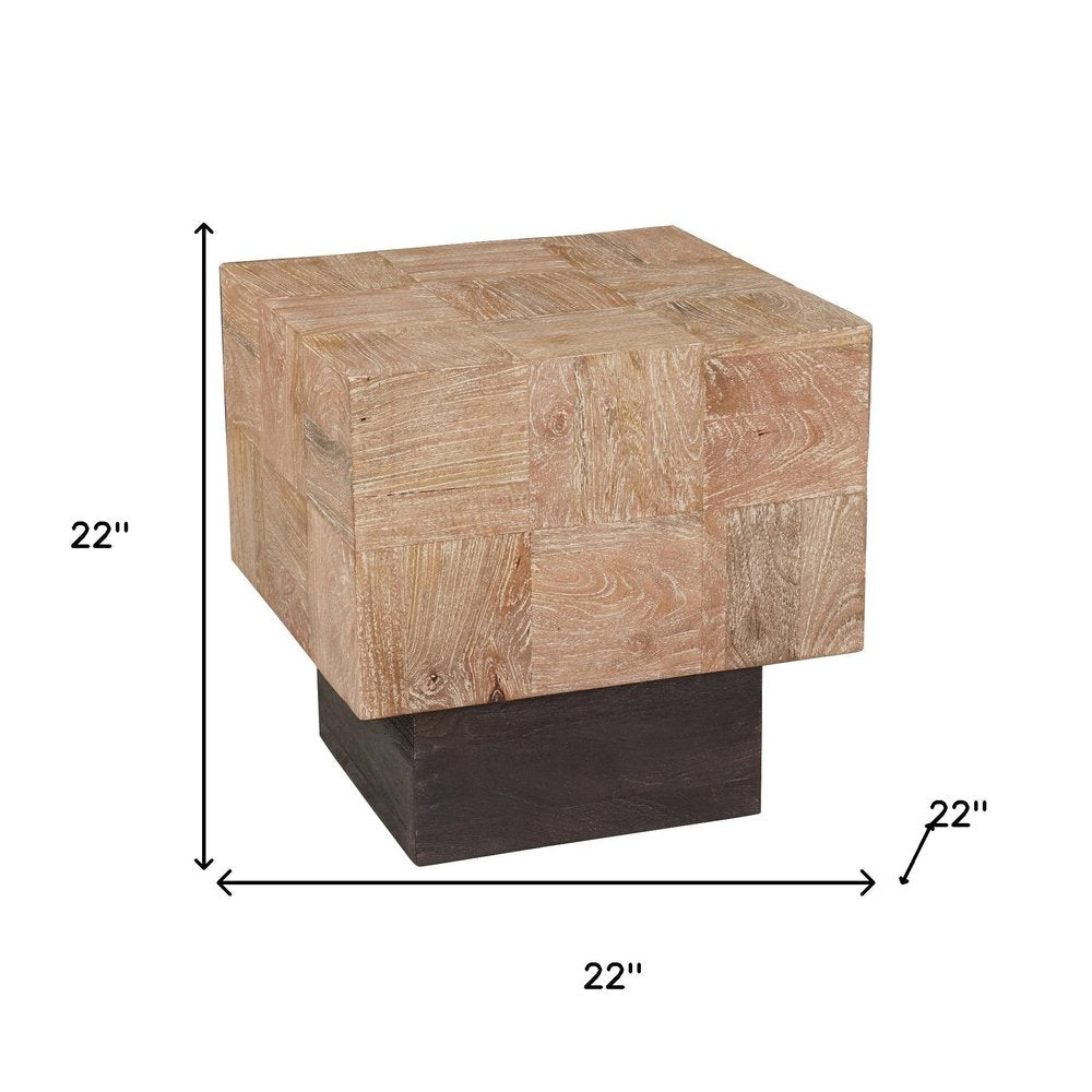 22" Black And Brown Solid Wood Square End Table HomeRoots