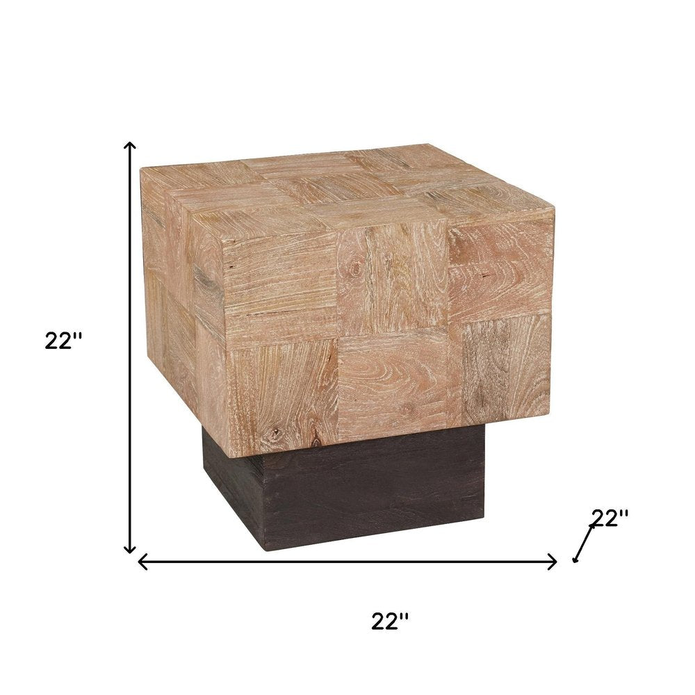 22" Black And Brown Solid Wood Square End Table HomeRoots