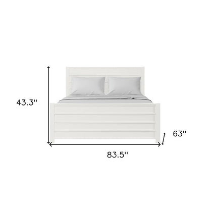White Shiplap Texture Solid Wood Queen Bed Frame HomeRoots