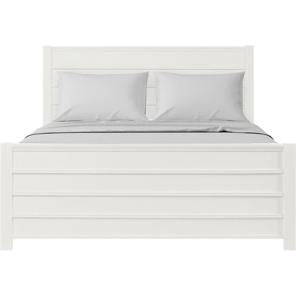 White Shiplap Texture Solid Wood Queen Bed Frame HomeRoots