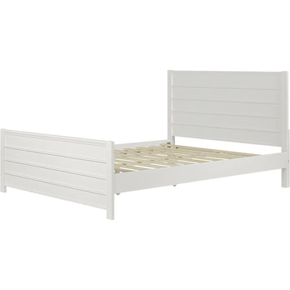 White Shiplap Texture Solid Wood Queen Bed Frame HomeRoots