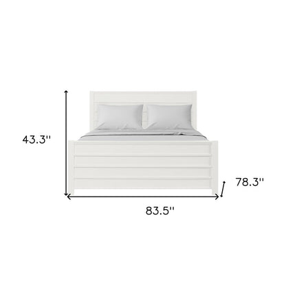 White Shiplap Texture Solid Wood Queen Bed Frame HomeRoots