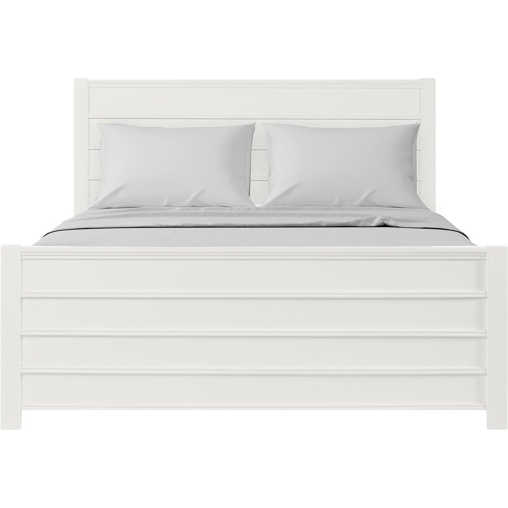 White Shiplap Texture Solid Wood Queen Bed Frame HomeRoots