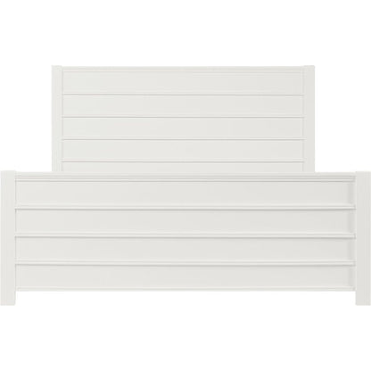 White Shiplap Texture Solid Wood Queen Bed Frame HomeRoots