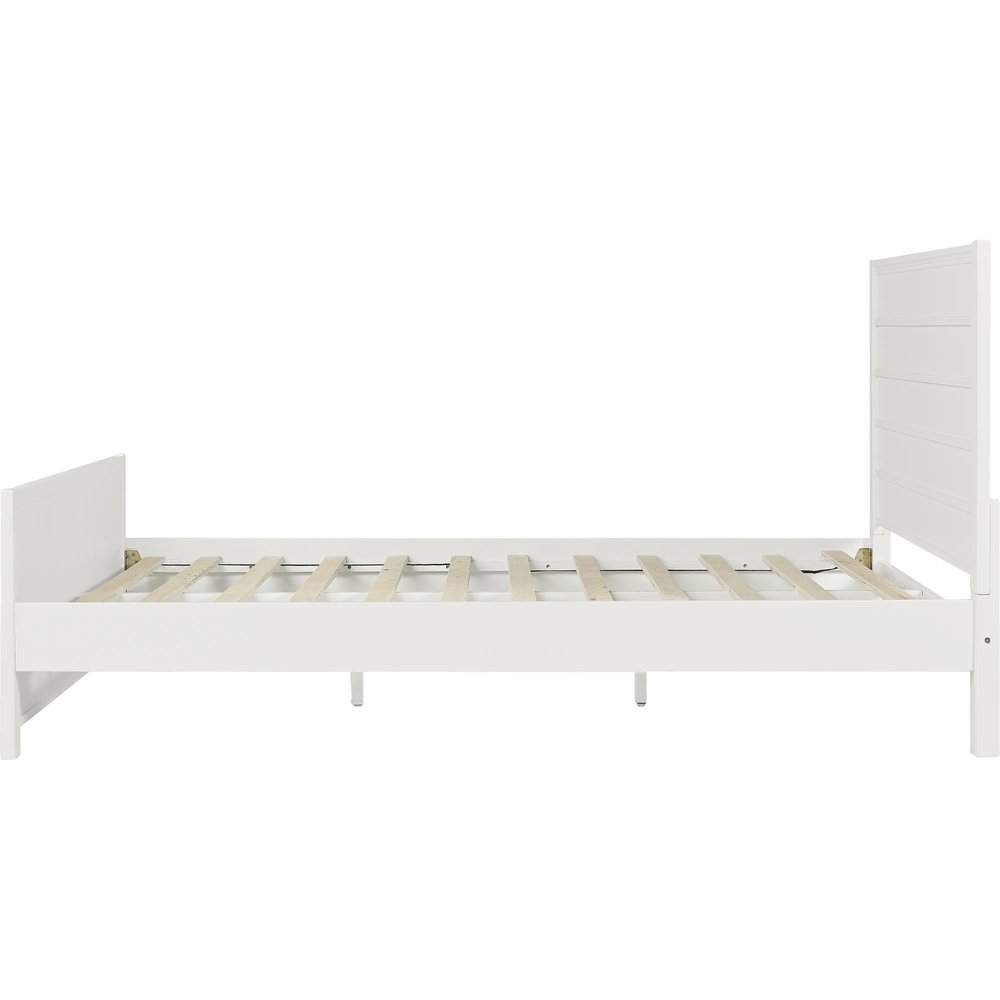White Shiplap Texture Solid Wood Queen Bed Frame — view 12