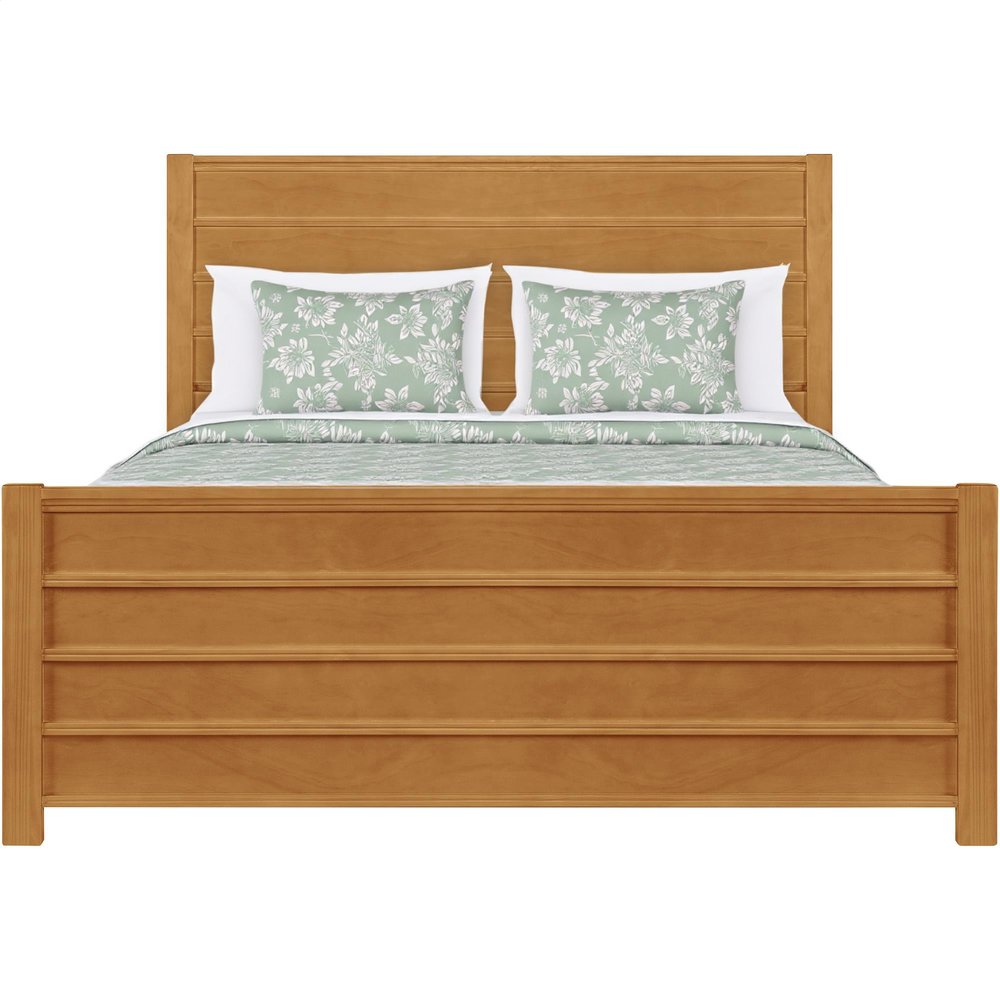 Brown Ribbed Texture Solid Wood Queen Bed Frame — view 7