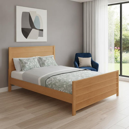 Brown Ribbed Texture Solid Wood Queen Bed Frame HomeRoots
