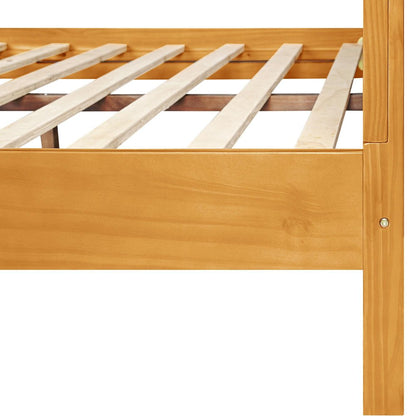 Brown Ribbed Texture Solid Wood Queen Bed Frame HomeRoots