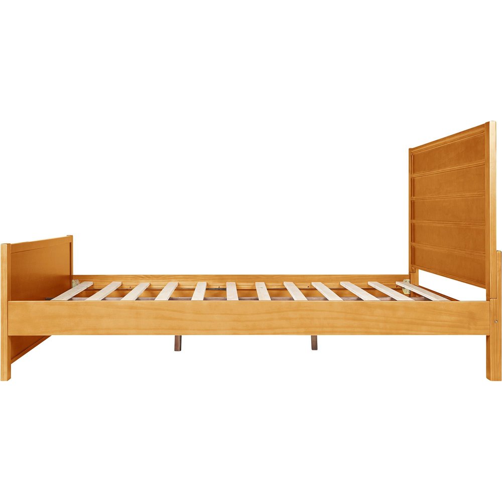 Brown Ribbed Texture Solid Wood Queen Bed Frame HomeRoots