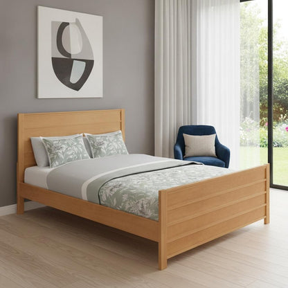 Brown Ribbed Texture Solid Wood Queen Bed Frame HomeRoots