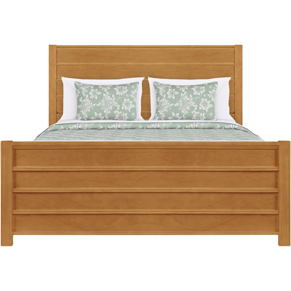 Brown Ribbed Texture Solid Wood Queen Bed Frame — view 13