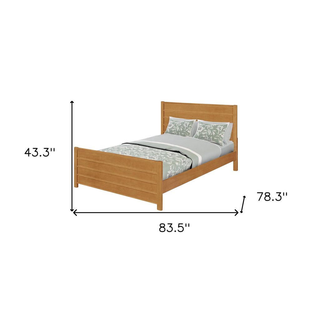 Brown Ribbed Texture Solid Wood Queen Bed Frame HomeRoots