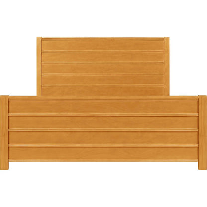Brown Ribbed Texture Solid Wood Queen Bed Frame HomeRoots