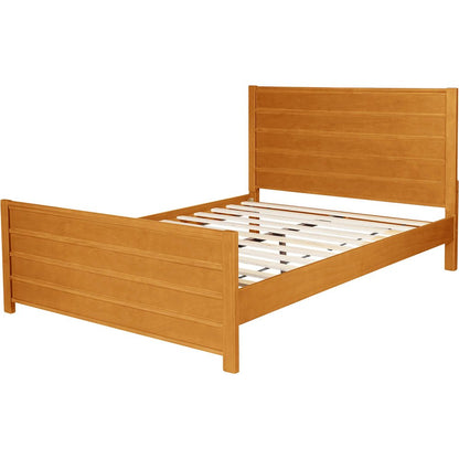 Brown Ribbed Texture Solid Wood Queen Bed Frame HomeRoots