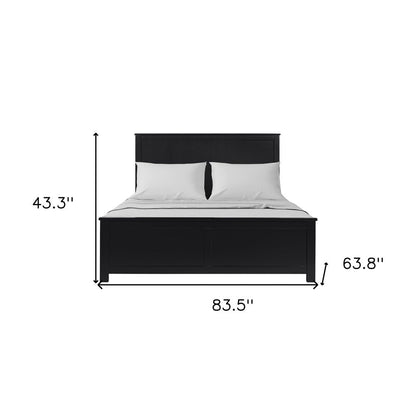 Black Solid Wood Queen Bed Frame