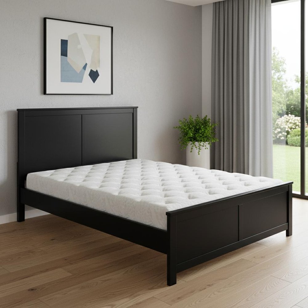Black Solid Wood Queen Bed Frame HomeRoots