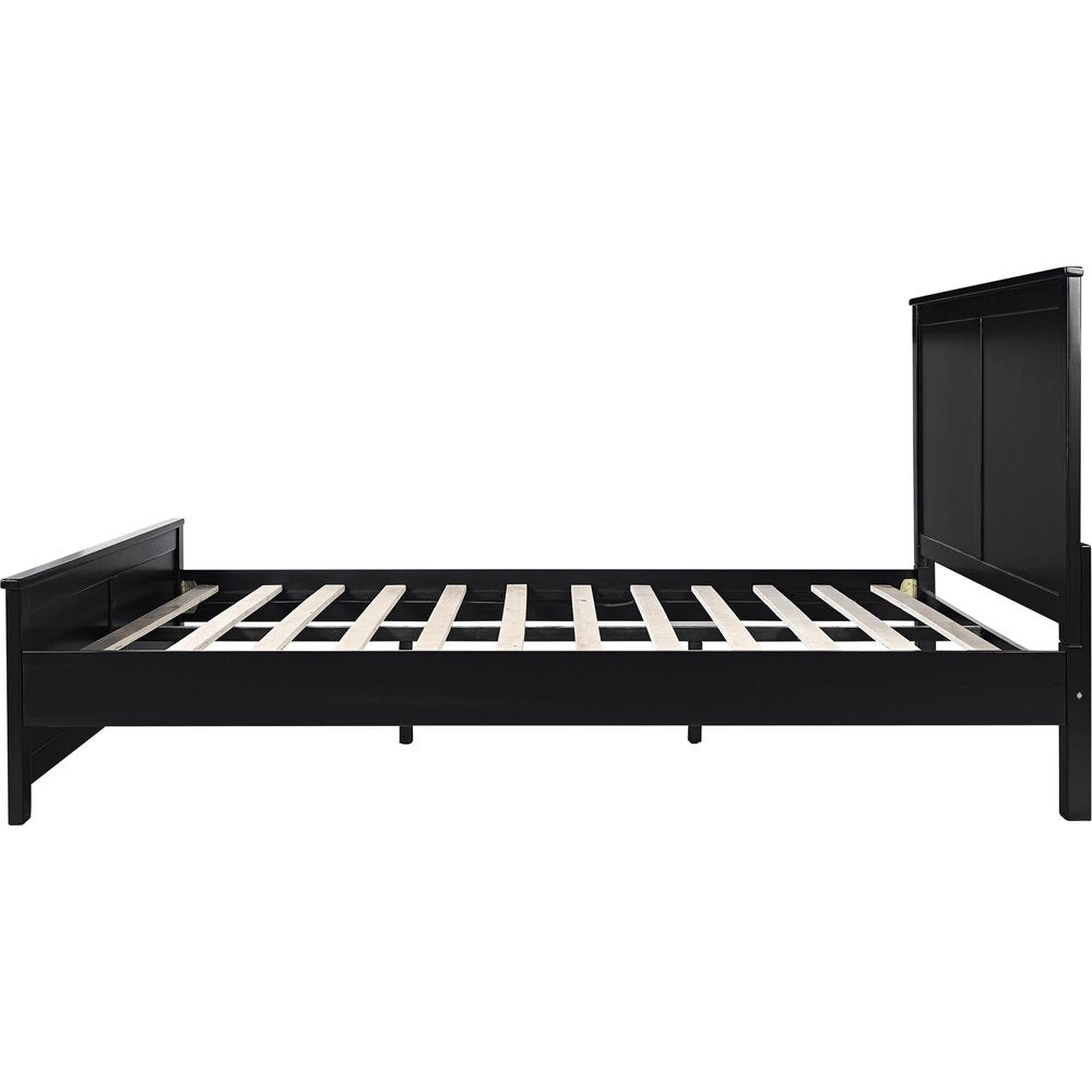 Black Solid Wood Queen Bed Frame HomeRoots