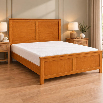 Brown Solid Wood Queen Bed Frame