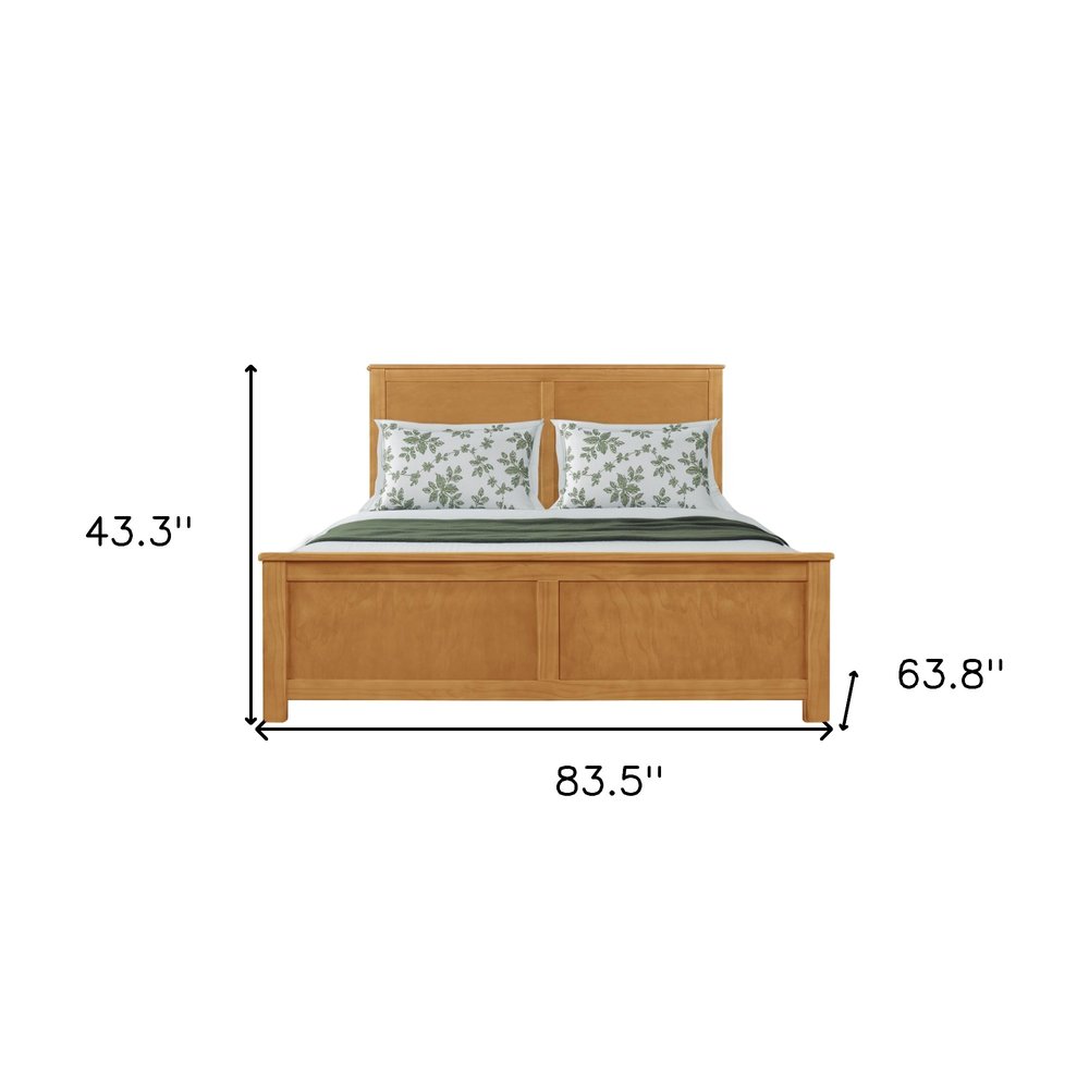 Brown Solid Wood Queen Bed Frame — view 10