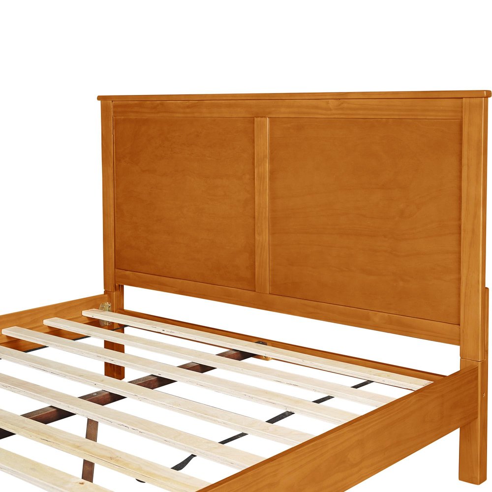 Brown Solid Wood Queen Bed Frame — view 8