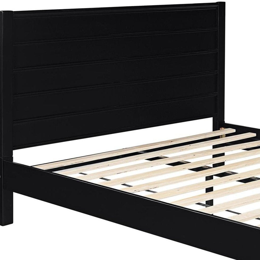 Three Piece Black Solid Wood Bedroom Set HomeRoots