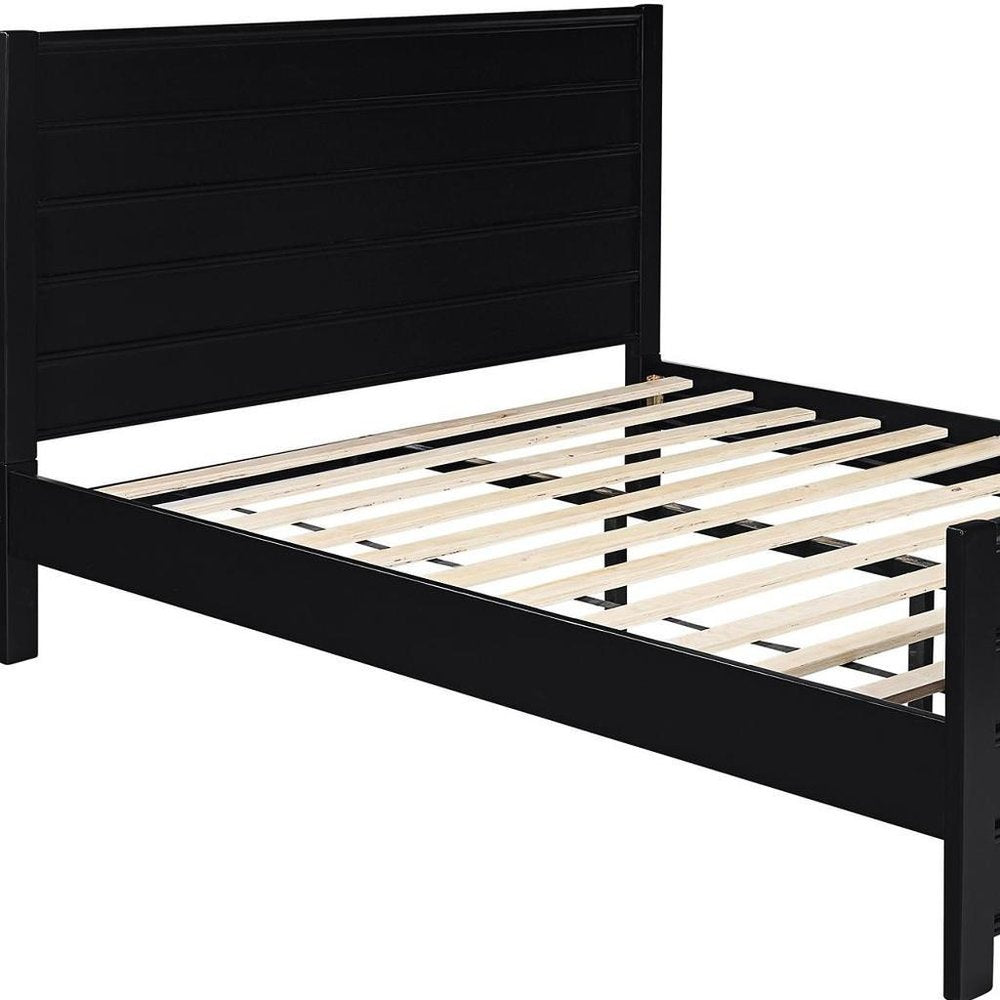 Three Piece Black Solid Wood Bedroom Set HomeRoots