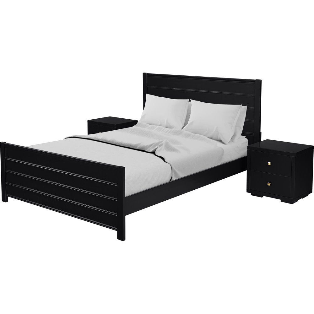 Three Piece Black Solid Wood Bedroom Set — view 4