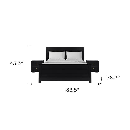 Three Piece Black Solid Wood Bedroom Set HomeRoots