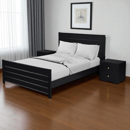 Three Piece Black Solid Wood Bedroom Set HomeRoots