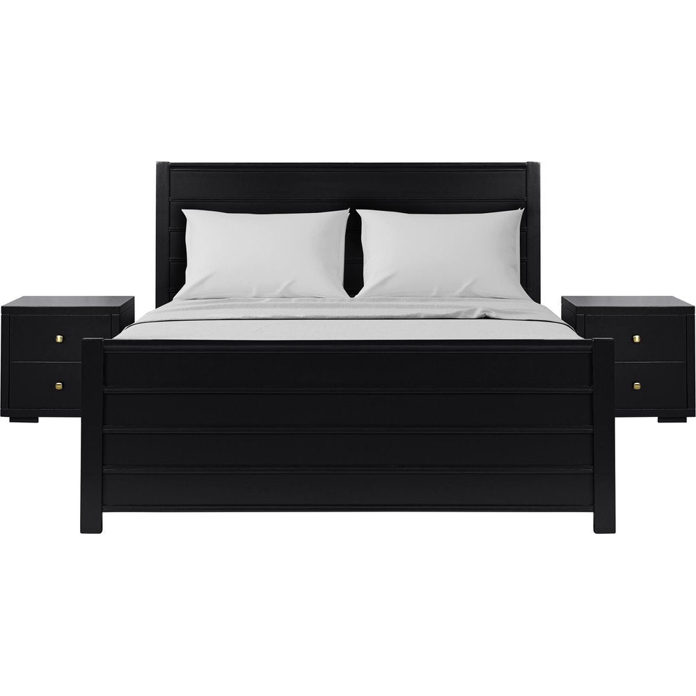 Three Piece Black Solid Wood Bedroom Set — view 9
