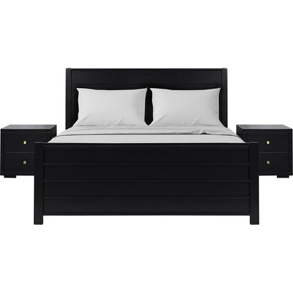 Three Piece Black Solid Wood Bedroom Set HomeRoots