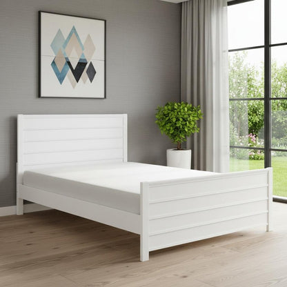 White Shiplap Texture Solid Wood King Bed Frame With Drawers HomeRoots