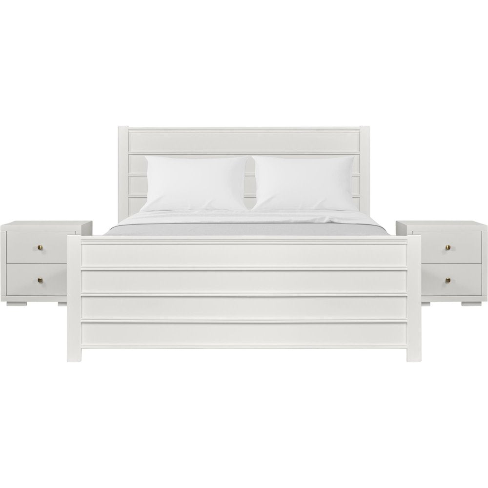 White Shiplap Texture Solid Wood King Bed Frame With Drawers HomeRoots