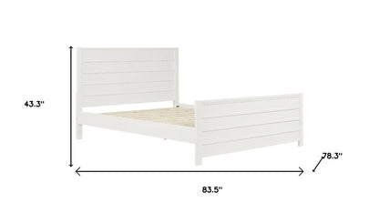 White Shiplap Texture Solid Wood King Bed Frame With Drawers