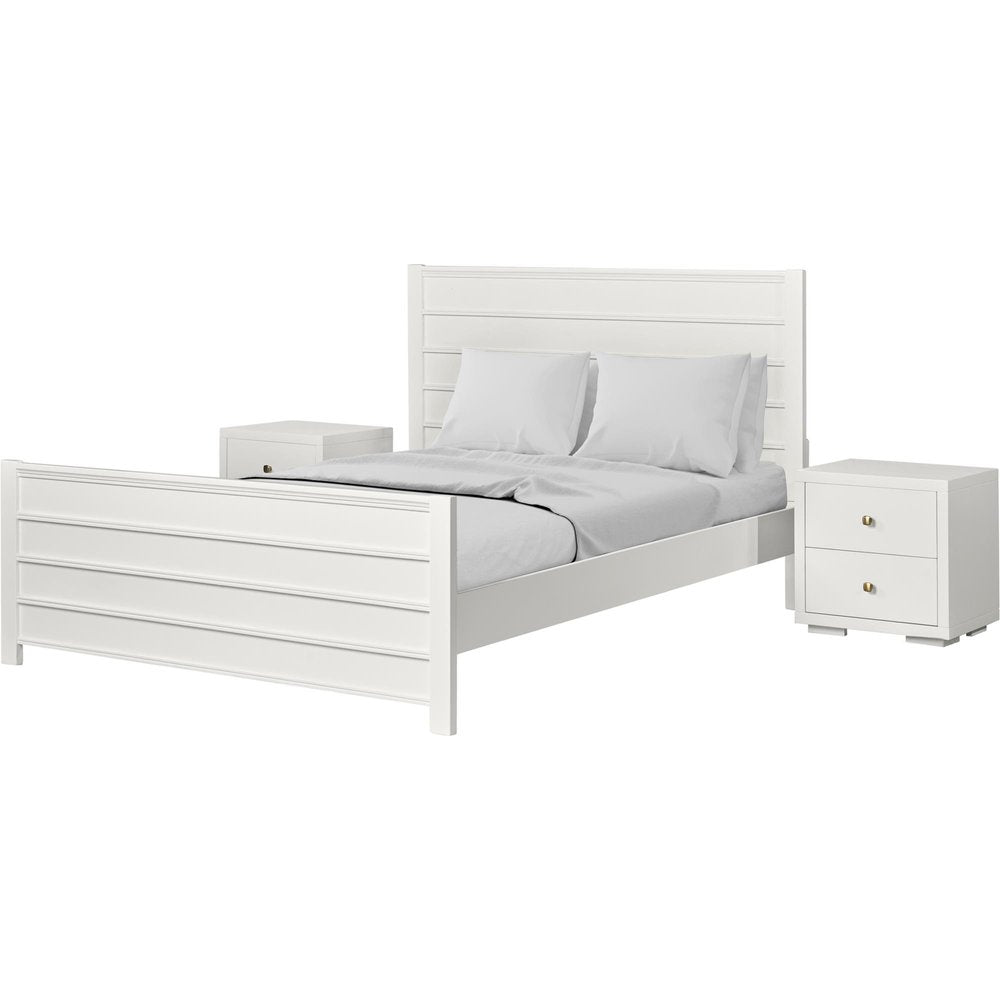 White Shiplap Texture Solid Wood King Bed Frame With Drawers HomeRoots