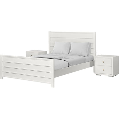 White Shiplap Texture Solid Wood King Bed Frame With Drawers HomeRoots