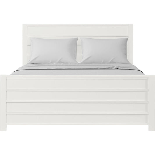 White Shiplap Texture Solid Wood King Bed Frame With Drawers