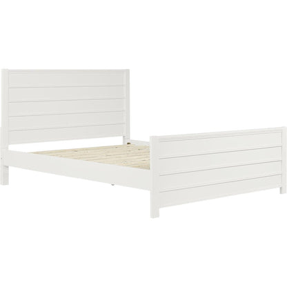 White Shiplap Texture Solid Wood King Bed Frame With Drawers
