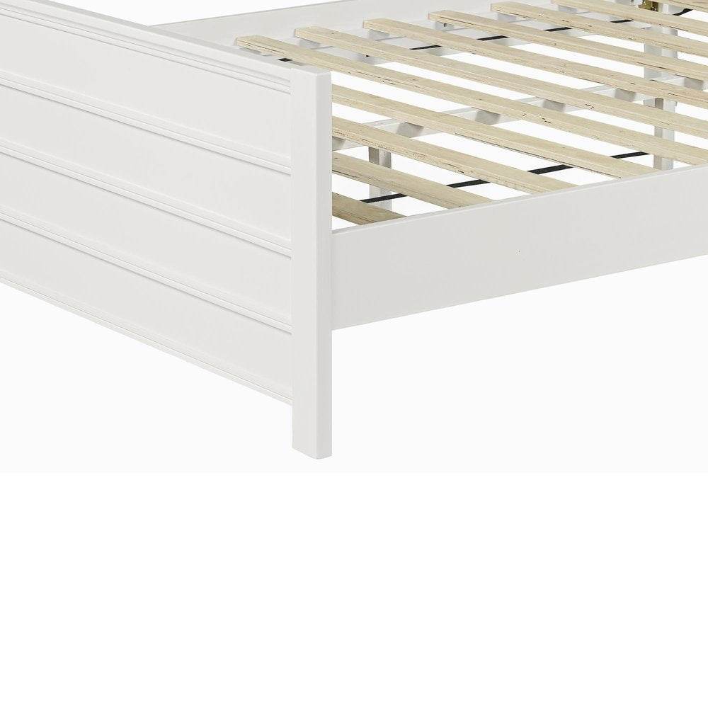 White Shiplap Texture Solid Wood King Bed Frame With Drawers — view 6