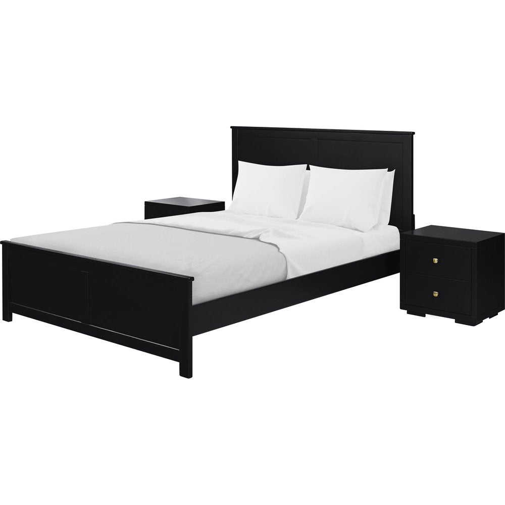 Black Solid Wood Queen Bed Frame With Drawers — view 5